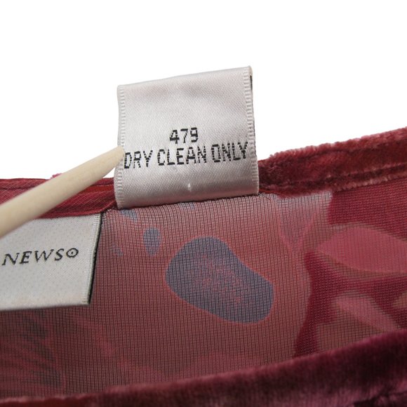 Burn Out Velvet Pullover Top Burgundy Deep Mauve Pink Long Sleeve Womens 16 - Picture 7 of 11